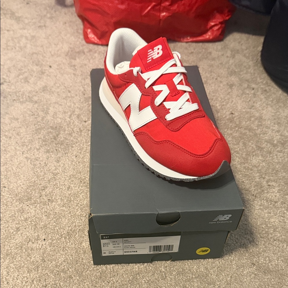 New Balance Red and White Retro Sneaker